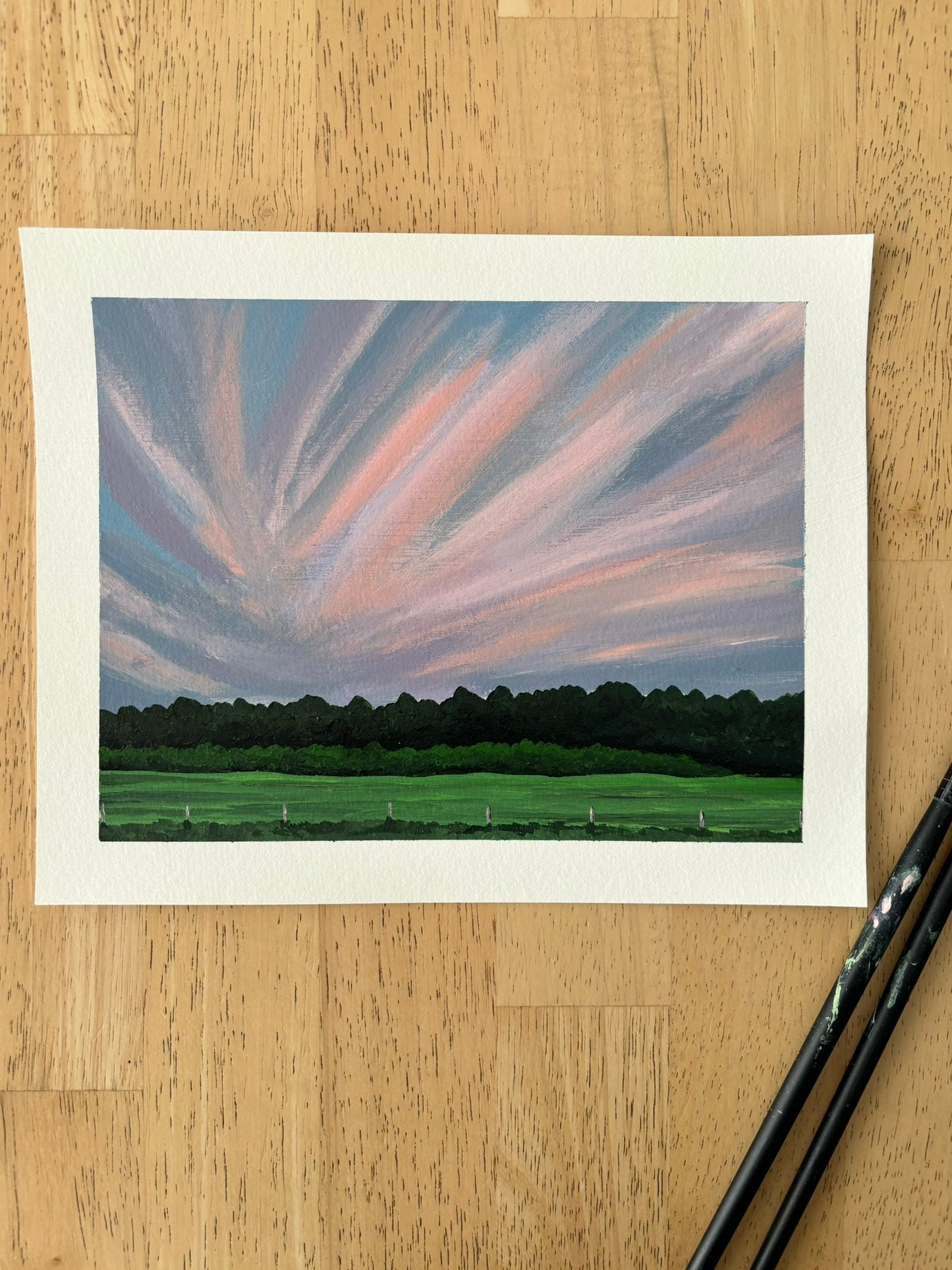 "Sky of Fire" acrylic landscape painting