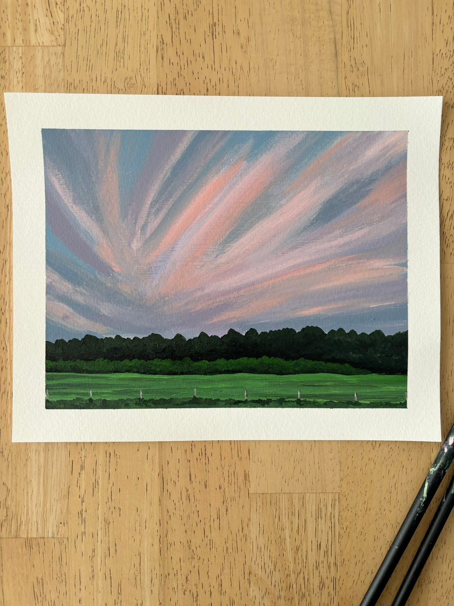 "Sky of Fire" acrylic landscape painting