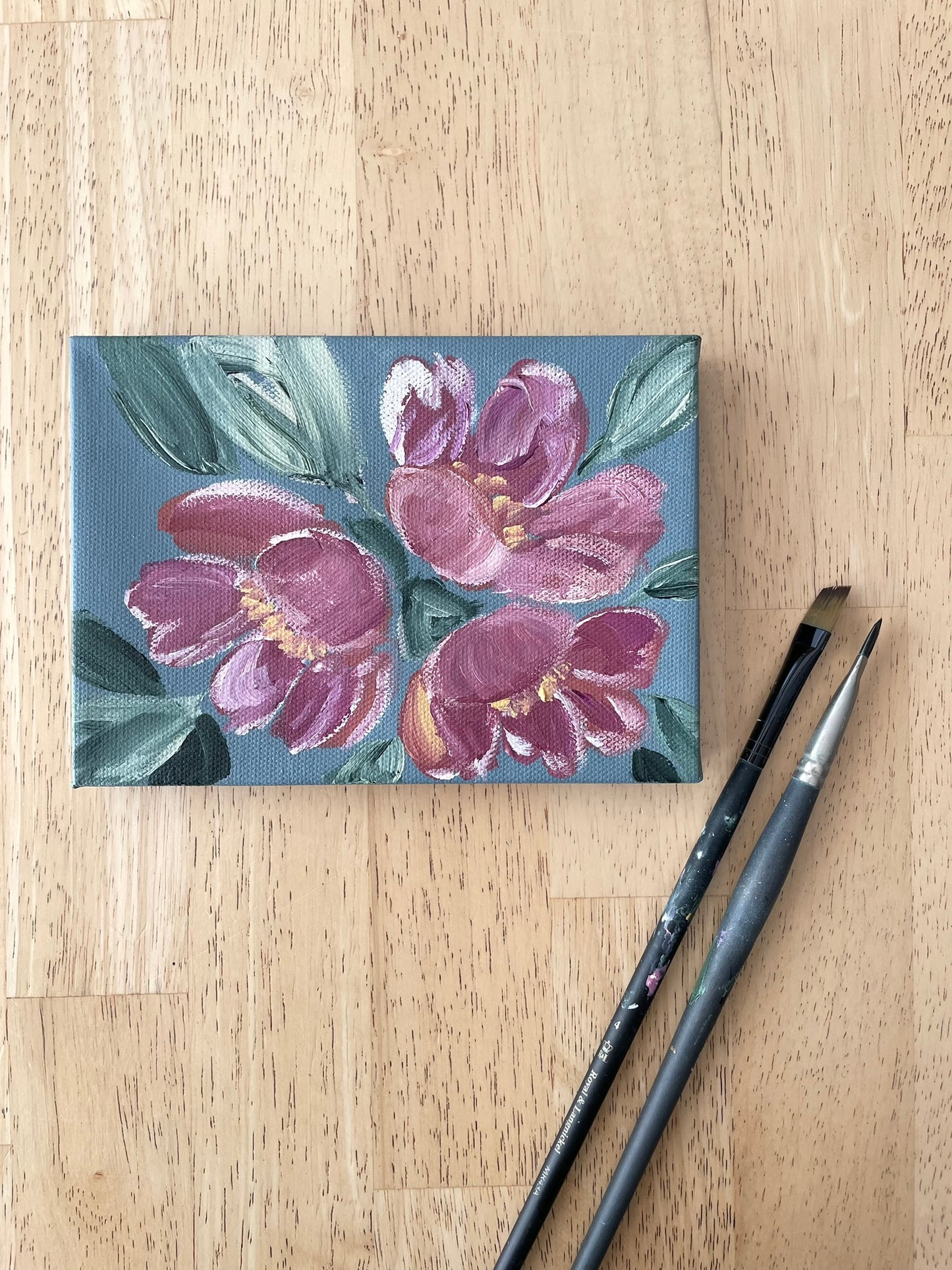 "Playful Peonies" acrylic painting