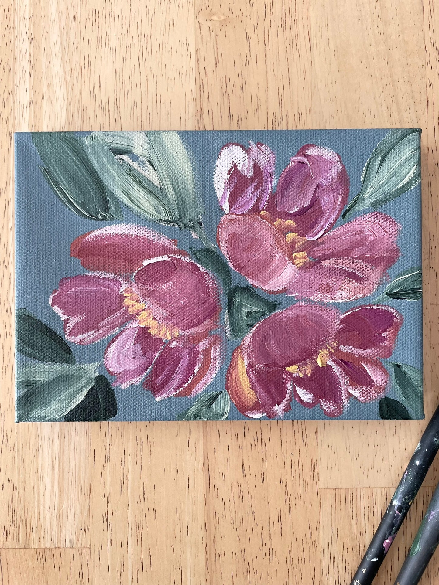 "Playful Peonies" acrylic painting