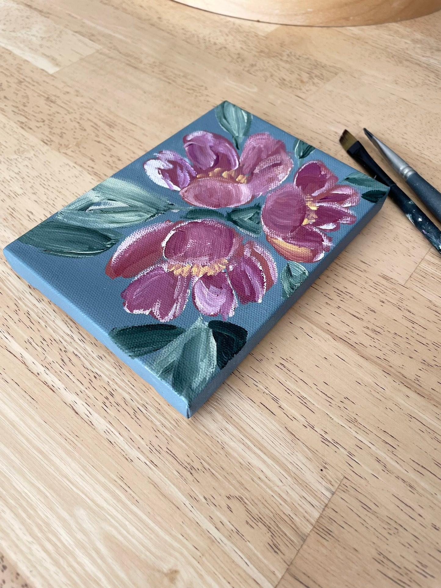 "Playful Peonies" acrylic painting