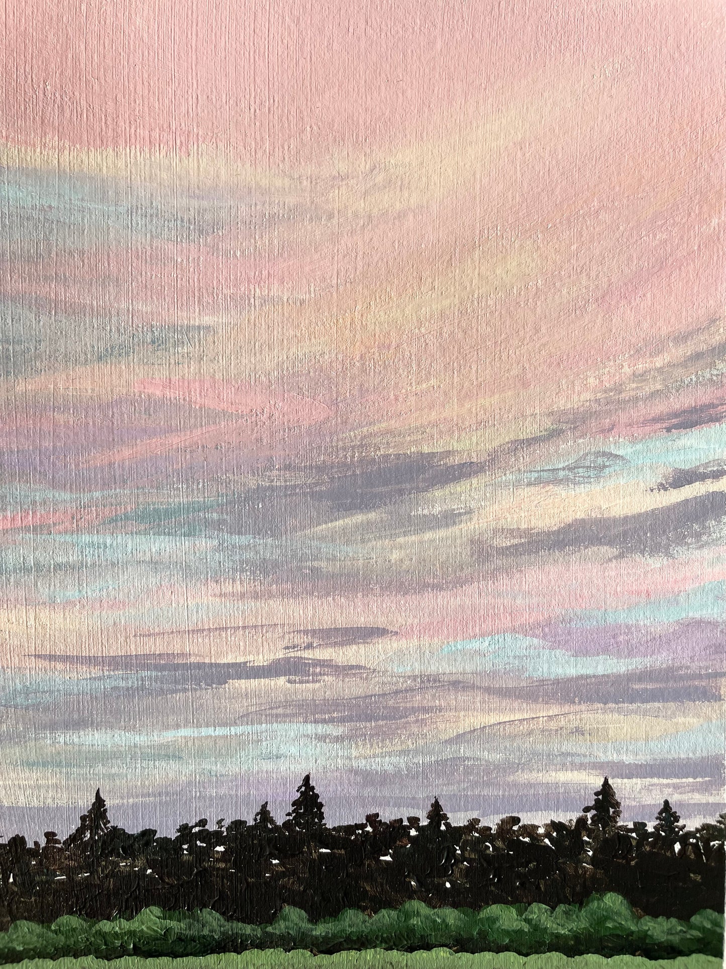 "Pink Sunset" acrylic painting