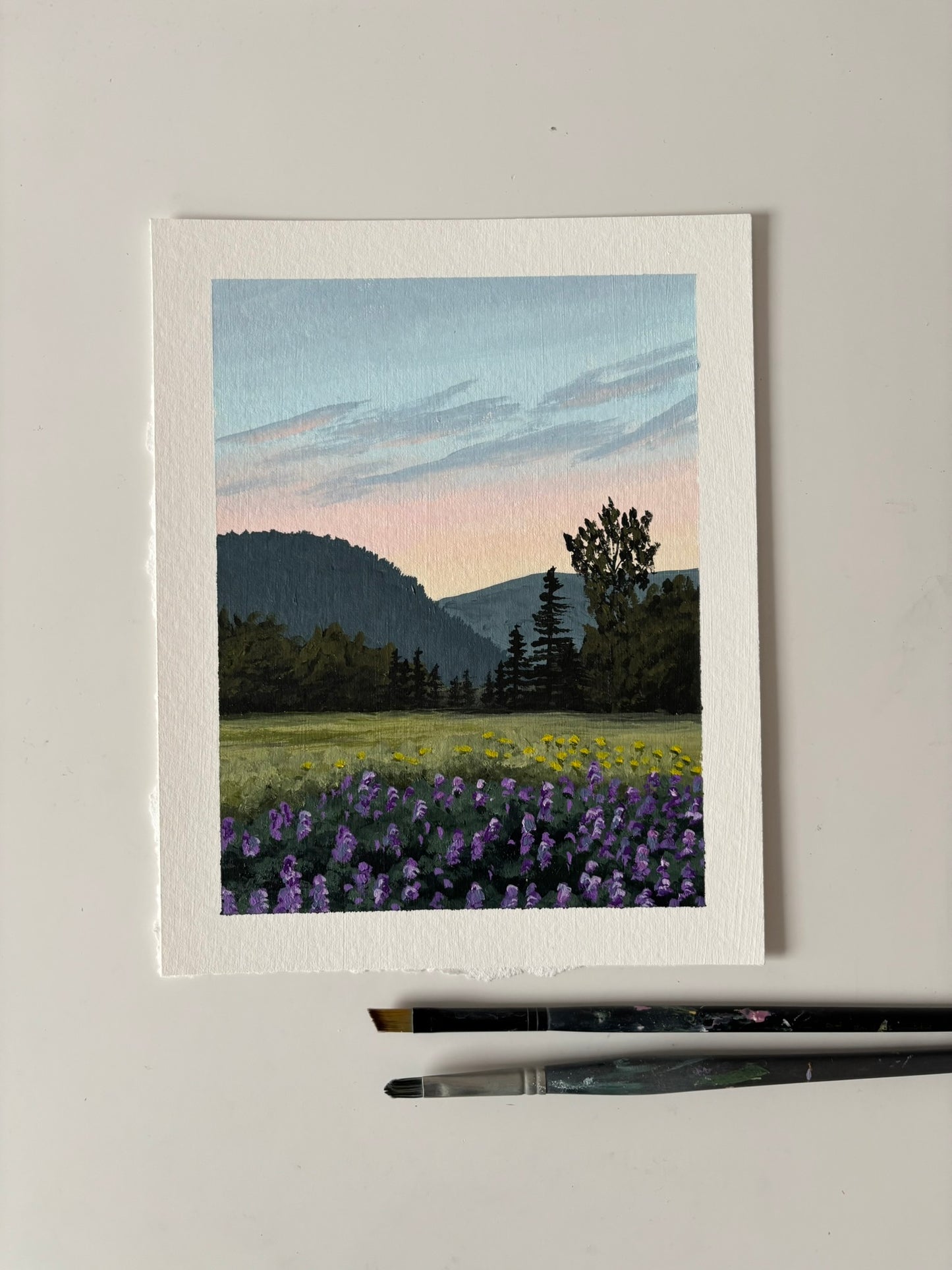 "Wildflowers at Twilight" acrylic landscape painting