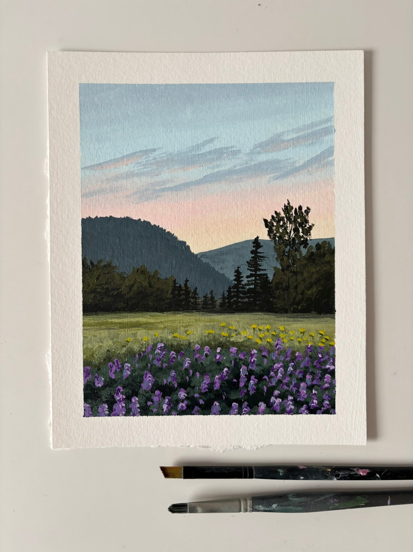 "Wildflowers at Twilight" acrylic landscape painting