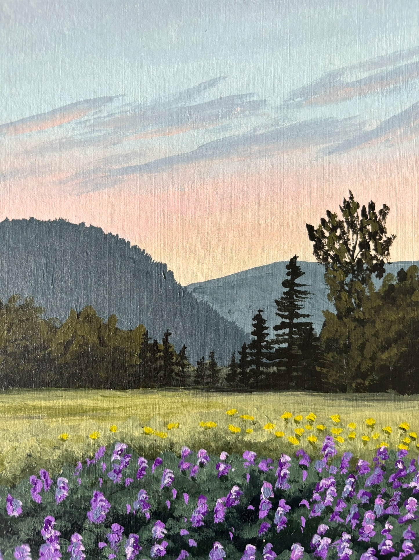 "Wildflowers at Twilight" acrylic landscape painting