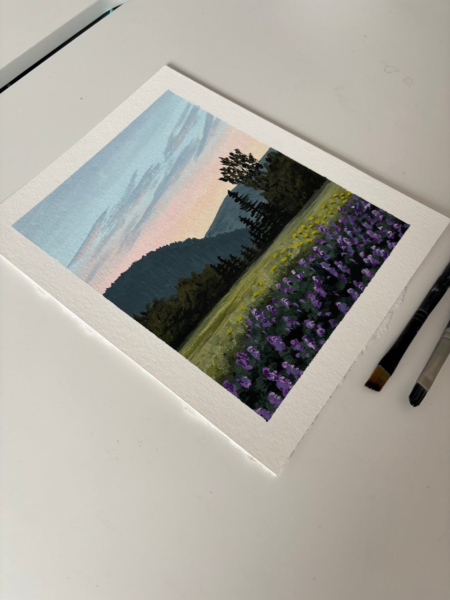 "Wildflowers at Twilight" acrylic landscape painting