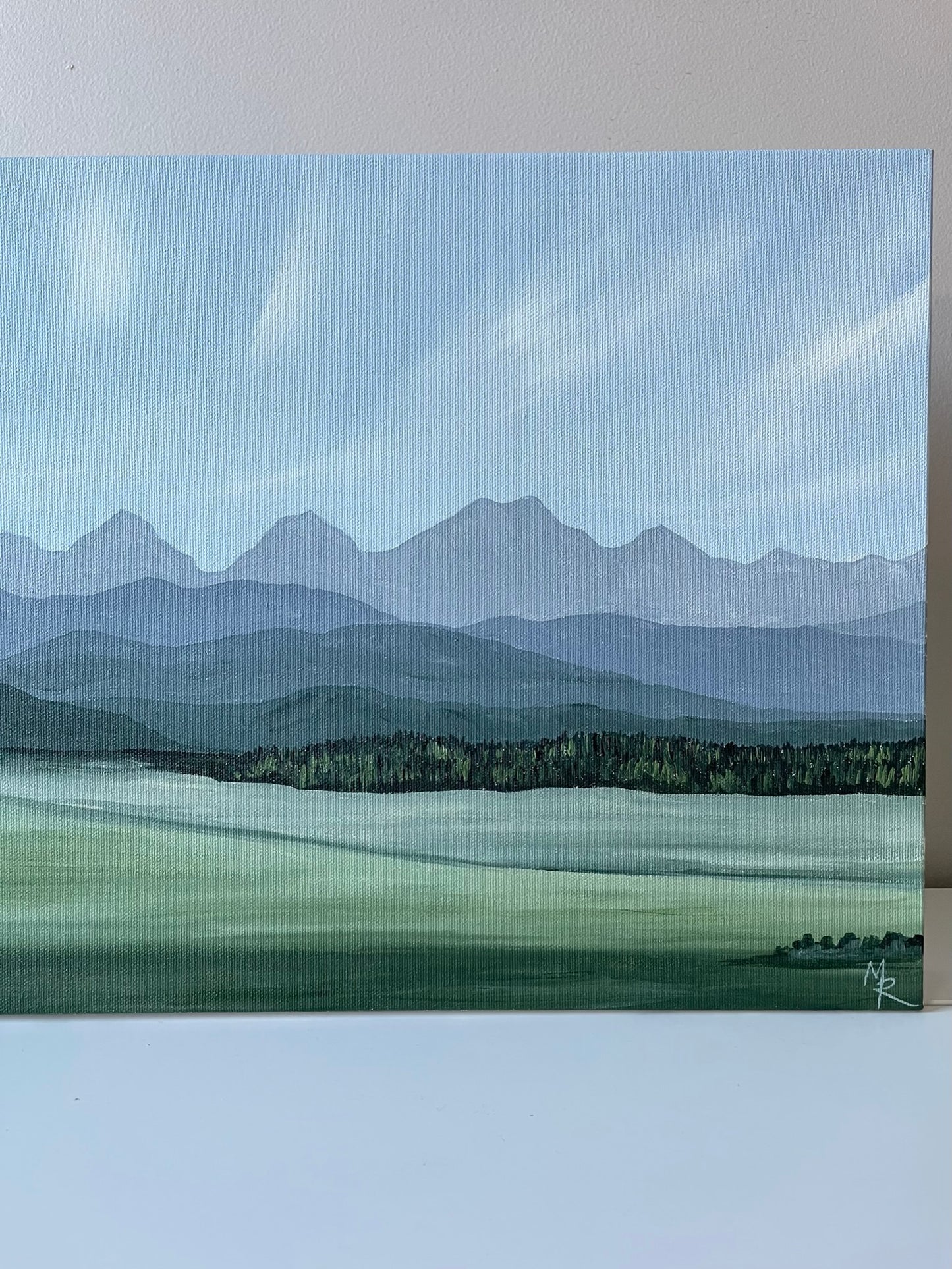 "The Mountains are Calling" acrylic painting