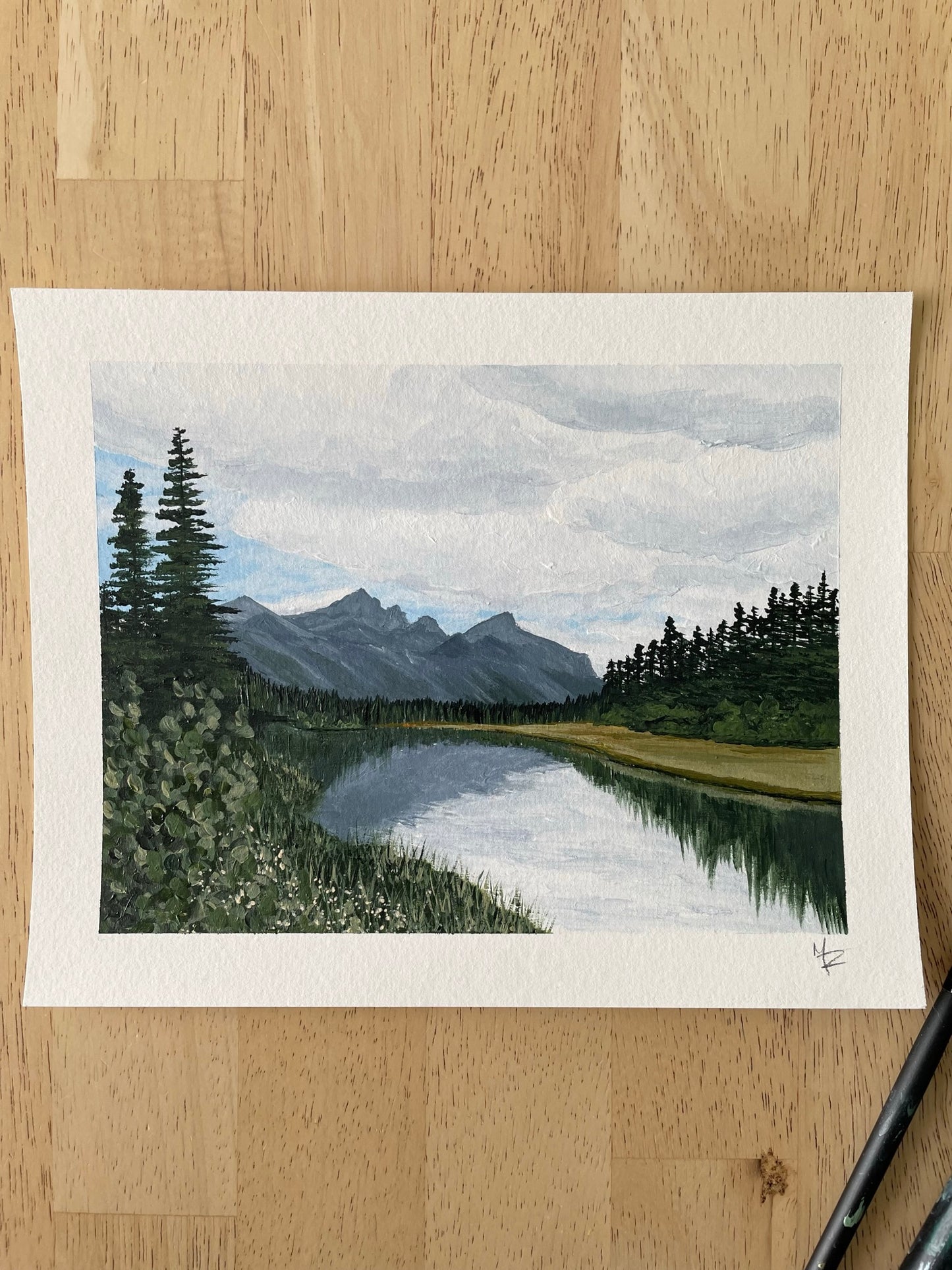 "Mountain Lake" acrylic painting